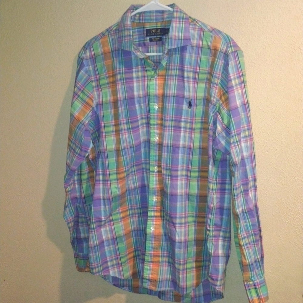 Polo Ralph Lauren Button Down Plaid 100% Cotton Stretch Easter Spring To…